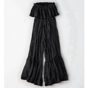 American Eagle Strapless Striped Jumpsuit